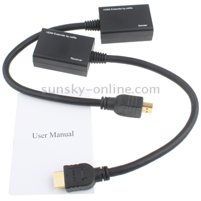 Extensor HDMI por cable LAN Cat5e / 6 30M / 1080P (negro) - 5