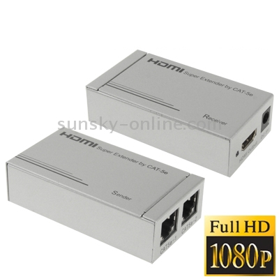 Extensor HDMI 1080P Full HD por cable Cat-5e / 6, Distancia de transmisión: 60 m (plateado) - 1