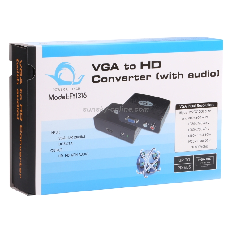 Convertidor VGA a HDMI con audio (FY1316) (Negro) - 5