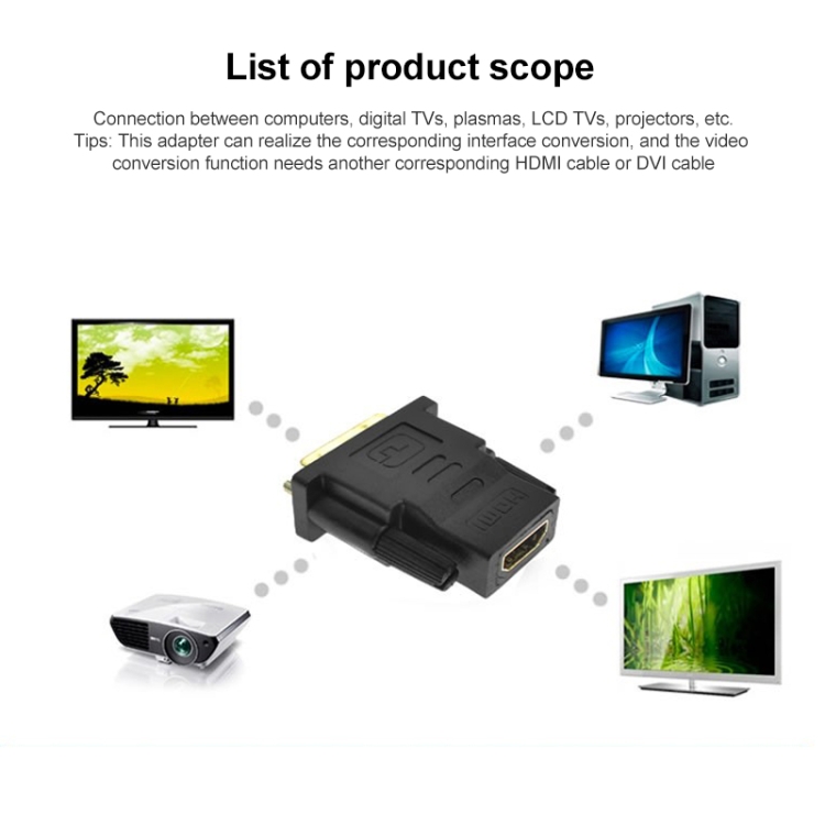 Adaptador DVI-D 24 + 1 Pin macho a HDMI 19 Pin hembra para monitor / HDTV - 4
