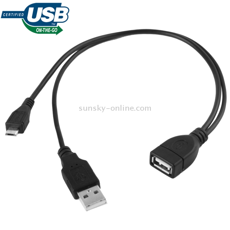 USB 2.0 Cable OTG A F Micro USB M with USB 30cm Black - USB Cables and  Adapters - PC Cables - Cables and Sockets