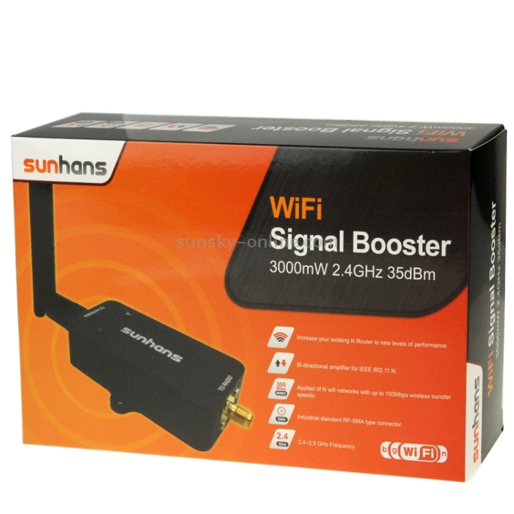 Sunhans SH24BTA-N 35dBm 2.4GHz 3W 11N / G / B Amplificador de señal WiFi Amplificador WiFi Repetidor inalámbrico (negro) - 8