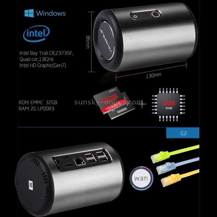VENSMILE i10 Mini PC, Intel Bay Trail CR, Z3735F Quad Core 1.8GHz, ROM ...