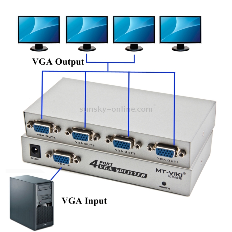 Divisor VGA de 4 puertos a 150 MHz (1 entrada VGA, 4 salidas VGA) - 5