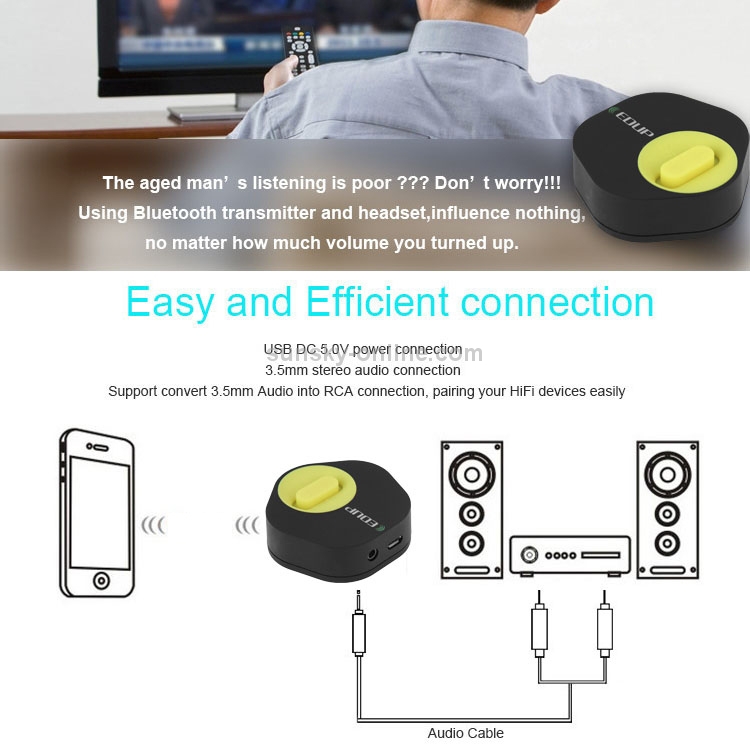 EDUP 2 in 1 Bluetooth V4.1+EDR 3.5mm Audio Receiver & Transmitter for Music and TV For iPhone, Samsung, HTC, Sony, Google, Huawei, Xiaomi and other Smartphones EDUP 2 in 1 Bluetooth V4.1+EDR 3.5mm Audio Receiver & Transmitter for Music and TV For iPhone, Samsung, HTC, Sony, Google, Huawei, Xiaomi and other Smartphones