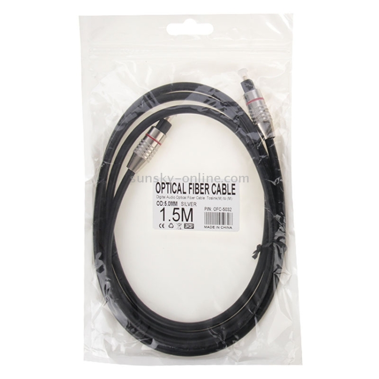 Cable de fibra óptica de audio digital Toslink M a M, OD: 5,0 mm, longitud: 1,5 m - 3