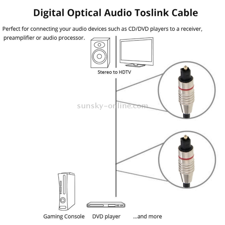 Cable de fibra óptica de audio digital Toslink M a M, OD: 5,0 mm, longitud: 1,5 m - 4