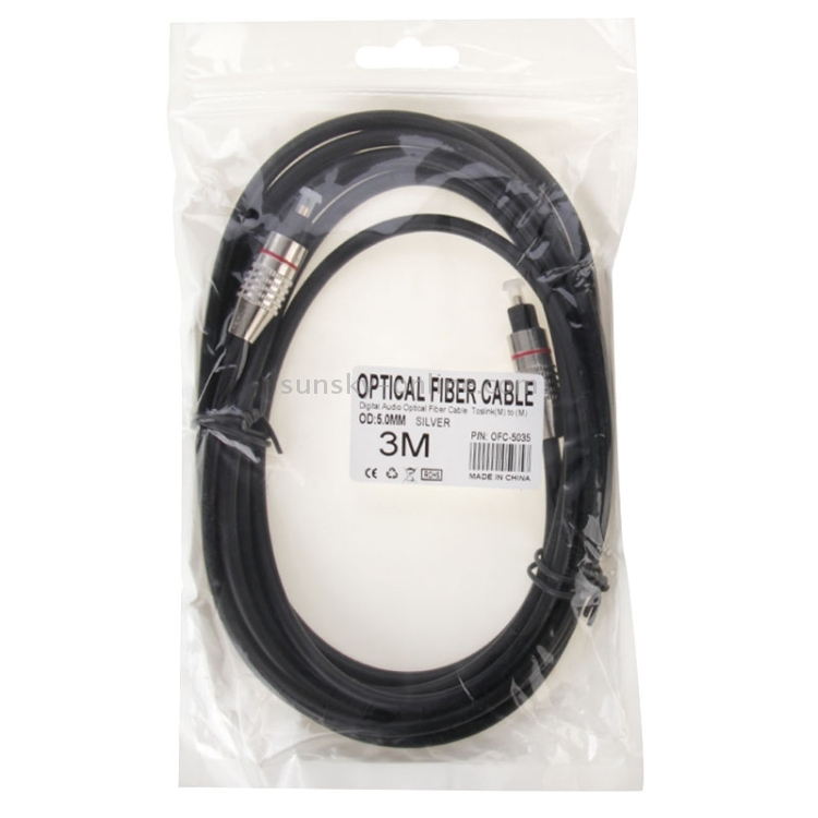 Cable de fibra óptica de audio digital Toslink M a M, OD: 5,0 mm, longitud: 3 m - 3