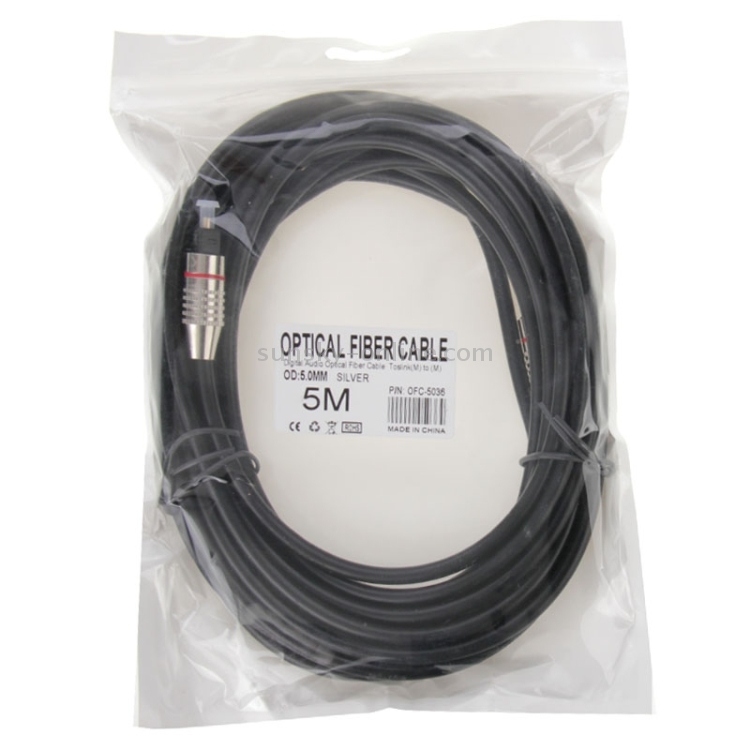 Cable de fibra óptica de audio digital Toslink M a M, OD: 5,0 mm, longitud: 5 m - 3