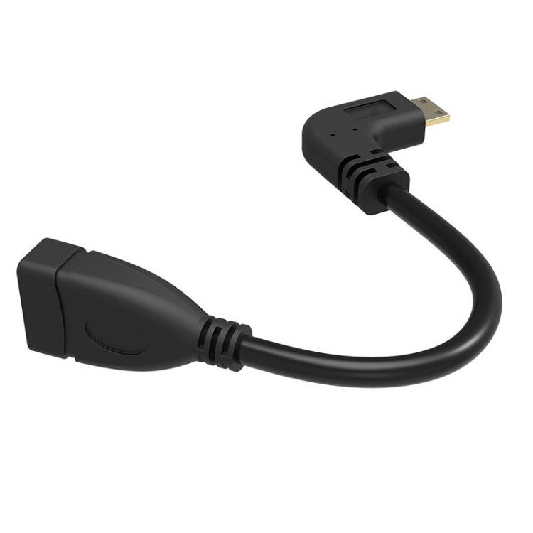 El mini varón de HDMI plateado oro del 16cm al cable femenino del Pin de  HDMI 19, ángulo recto de 90 grados