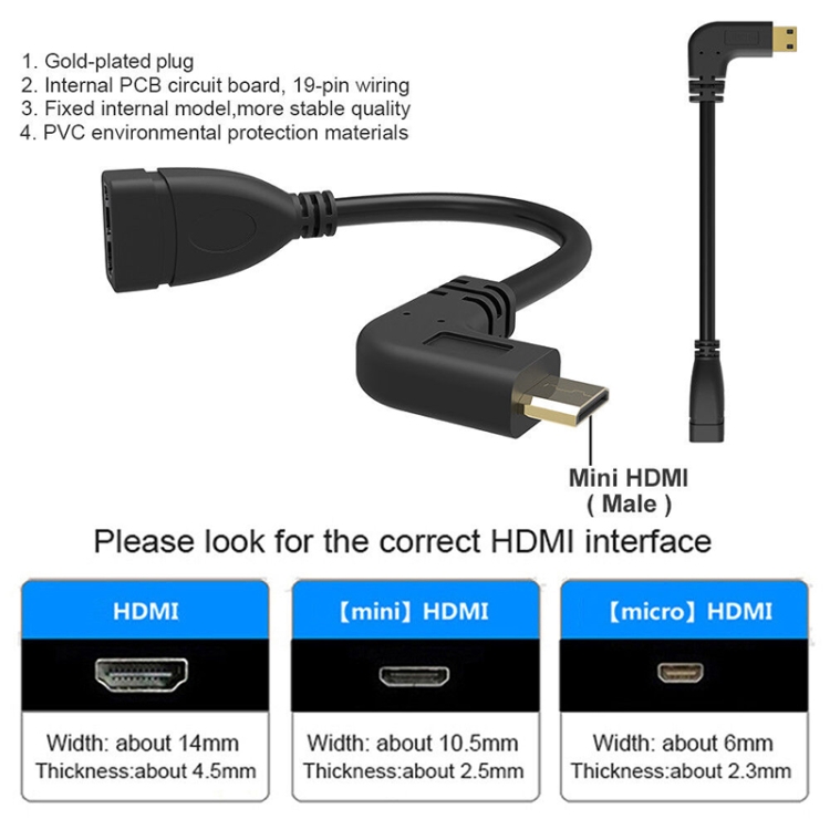 Adaptador de ángulo de 90 grados HDMI 19Pin Macho a HDMI 19Pin Hembra