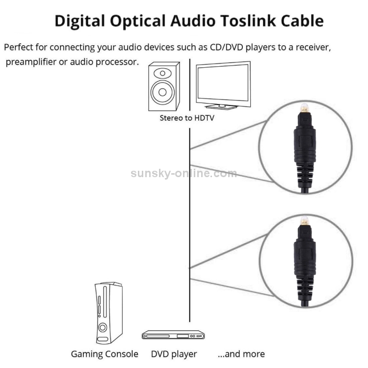 Cable Toslink de fibra óptica de audio digital, longitud del cable: 5 m, diámetro exterior: 4,0 mm (chapado en oro) - 3
