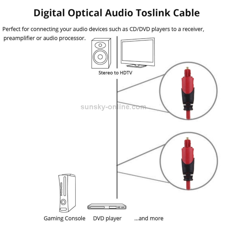 Cable Toslink de fibra óptica de audio digital, longitud del cable: 2 m, diámetro exterior: 4,0 mm (chapado en oro) - 5