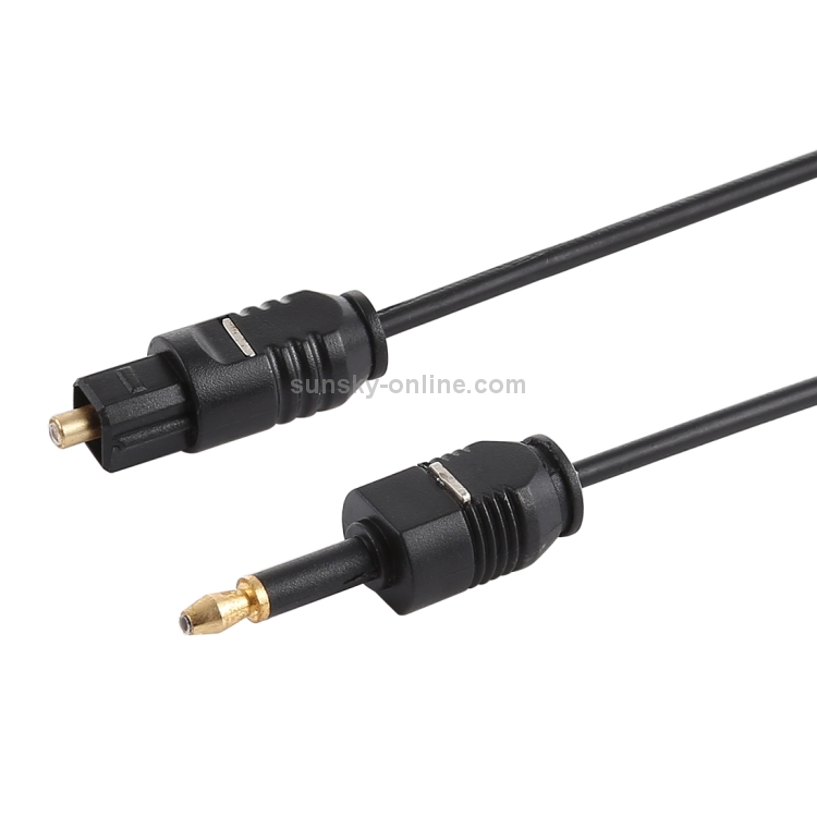 Cable de audio óptico digital TOSLink macho a macho de 3,5 mm, longitud: 0,8 m, diámetro exterior: 2,2 mm (negro) - 1