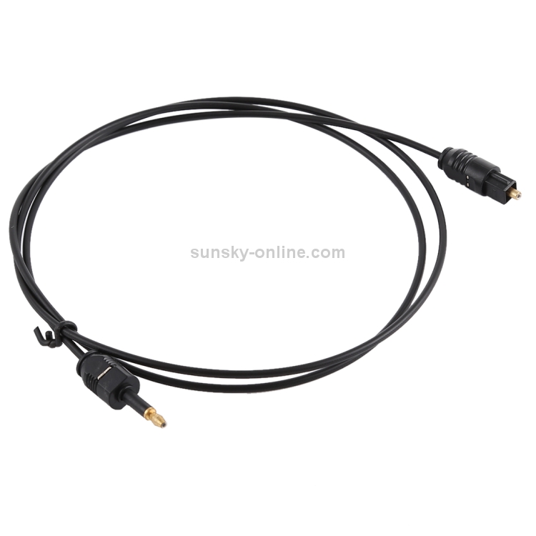 Cable de audio óptico digital TOSLink macho a macho de 3,5 mm, longitud: 0,8 m, diámetro exterior: 2,2 mm (negro) - 2