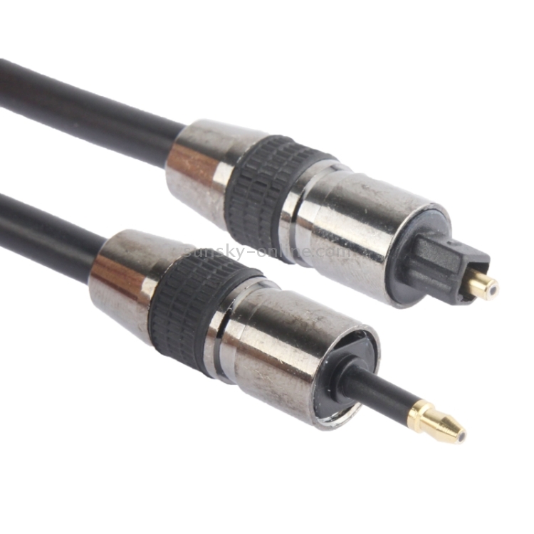Cable de audio óptico digital TOSLink macho a macho de 3,5 mm, longitud: 1,5 m, diámetro exterior: 5,0 mm (chapado en oro) (negro) - 1