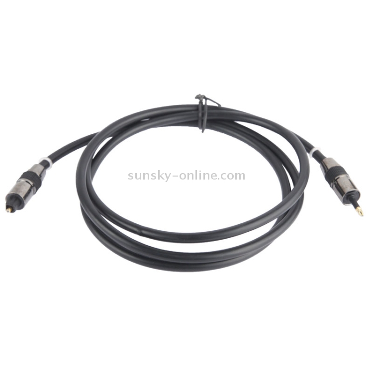 Cable de audio óptico digital TOSLink macho a macho de 3,5 mm, longitud: 1,5 m, diámetro exterior: 5,0 mm (chapado en oro) (negro) - 2