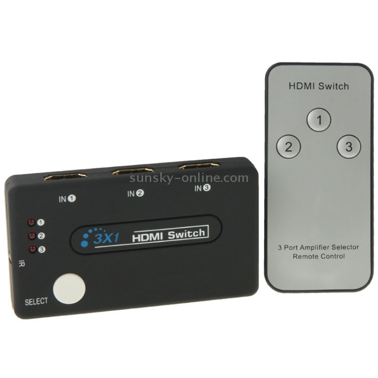 Mini selector 3x1 HD 1080P HDMI V1.3 con control remoto para HDTV / STB / DVD / Proyector / DVR - 1