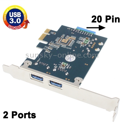 Tarjeta controladora PCI-E Express de 2 puertos USB 3.0 5Gbps - 1