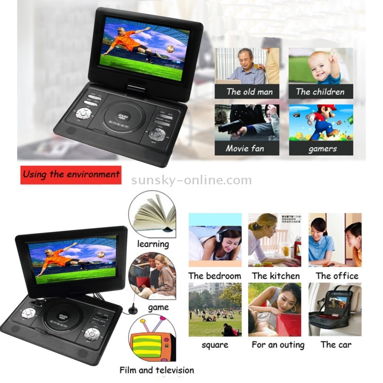DVD portátil multimedia digital con pantalla TFT LCD de 10 pulgadas con  lector de tarjetas y