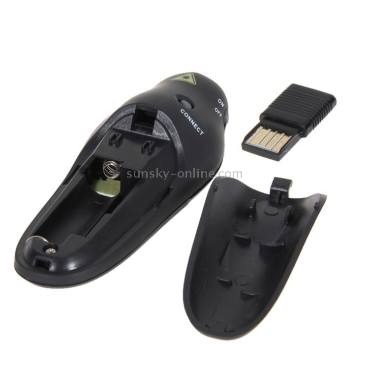 Presentador multimedia con puntero láser y receptor USB para proyector / PC / computadora portátil, distancia de control: 15 m (negro) - 3