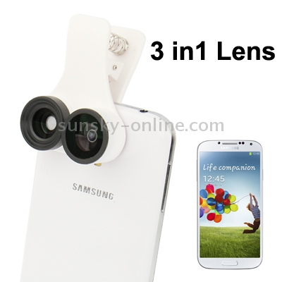 3 in 1(185-degree Fisheye Lens + 0.67X Wide Angle Lens + Macro Lens) Photo Camera Lens for Galaxy S IV / i9500(White) 3 in 1(185-degree Fisheye Lens + 0.67X Wide Angle Lens + Macro Lens) Photo Camera Lens for Galaxy S IV / i9500(White)