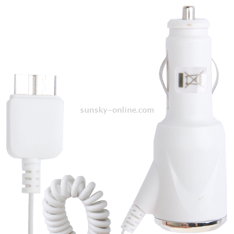 5.1V 2.1A Micro USB Car Charger Coiled Cable for Galaxy S5 / G900 / Note III / N9000(White)