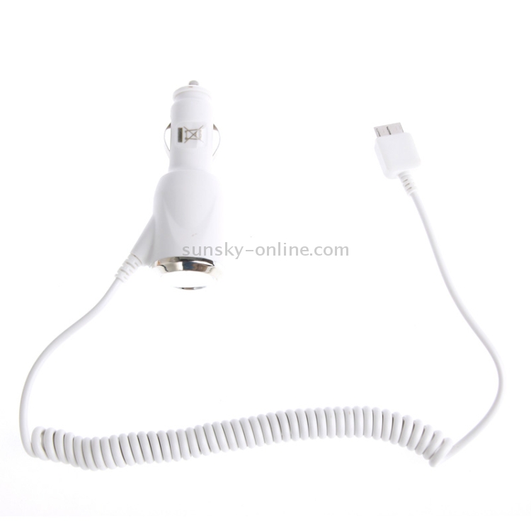 5.1V 2.1A Micro USB Car Charger Coiled Cable for Galaxy S5 / G900 / Note III / N9000(White)