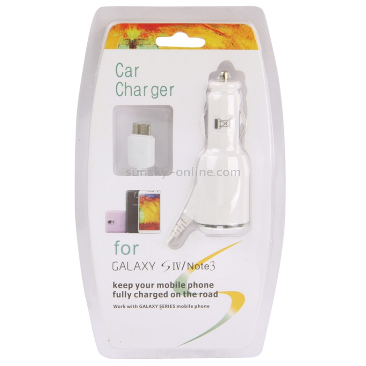 5.1V 2.1A Micro USB Car Charger Coiled Cable for Galaxy S5 / G900 / Note III / N9000(White)