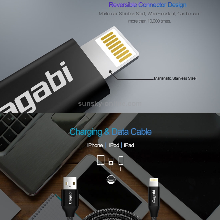Cagabi N3 1m 2.4A Aviation Aluminum Alloy + Nylon USB to 8Pin Data Sync Fast Charging Cable Cagabi N3 1m 2.4A Aviation Aluminum Alloy + Nylon USB to 8Pin Data Sync Fast Charging Cable