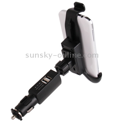 Universal 360 Degree Rotation Car Mount with Dual USB Charger for Galaxy S IV / i9500 / i9300 / iPhone 4 & 4S / 3GS / Smart Phone, Height: 110-145mm(Black) Universal 360 Degree Rotation Car Mount with Dual USB Charger for Galaxy S IV / i9500 / i9300 / iPhone 4 & 4S / 3GS / Smart Phone, Height: 110-145mm(Black)
