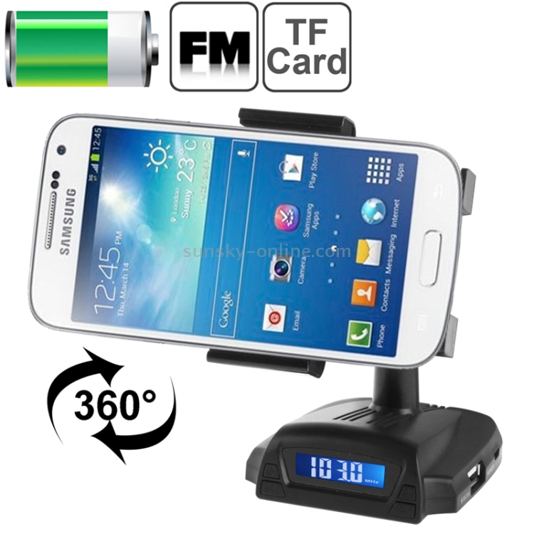 Smart Stand, Support Charge / Handsfree / FM Transmitter / TF Card / 360 Degree Rotation, Width: 56-84mm