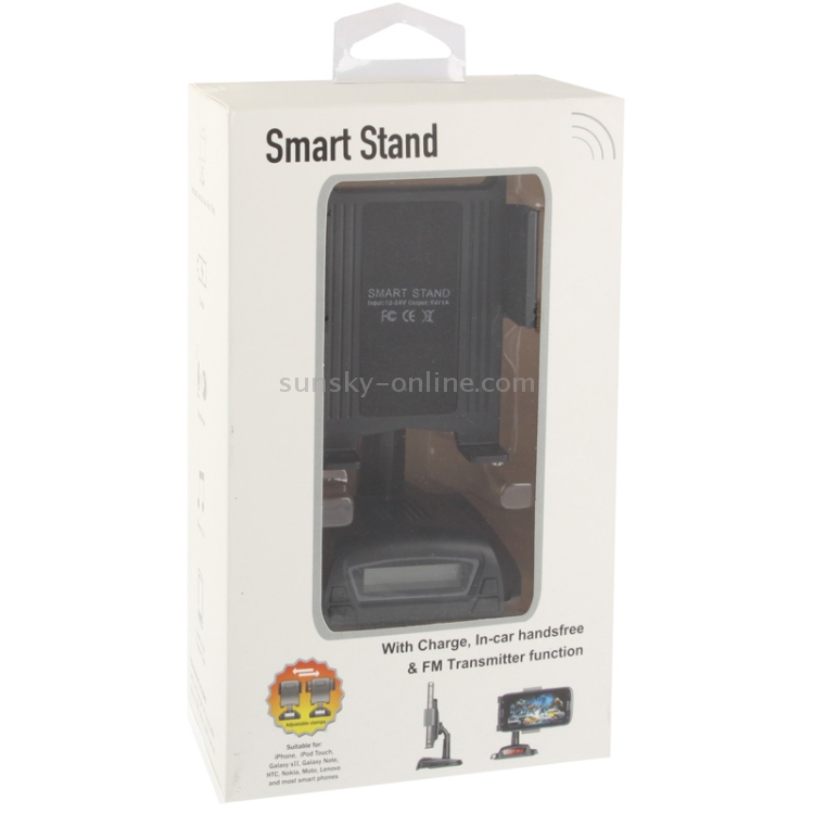 Smart Stand, Support Charge / Handsfree / FM Transmitter / TF Card / 360 Degree Rotation, Width: 56-84mm