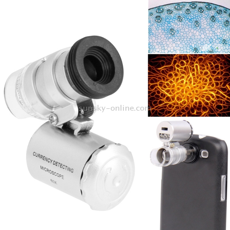 60X Zoom Digital Mobile Phone Microscope Magnifier with Flash Light (White, Purple) & Plastic Case 60X Zoom Digital Mobile Phone Microscope Magnifier with Flash Light (White, Purple) & Plastic Case