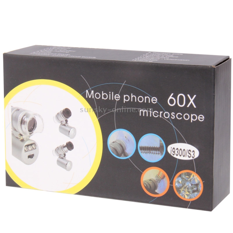 60X Zoom Digital Mobile Phone Microscope Magnifier with Flash Light (White, Purple) & Plastic Case 60X Zoom Digital Mobile Phone Microscope Magnifier with Flash Light (White, Purple) & Plastic Case