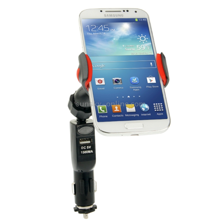 Universal Car Mount + USB Car Charging, DC 5V / 1.5A, Support 360 Degree Rotation Universal Car Mount + USB Car Charging, DC 5V / 1.5A, Support 360 Degree Rotation