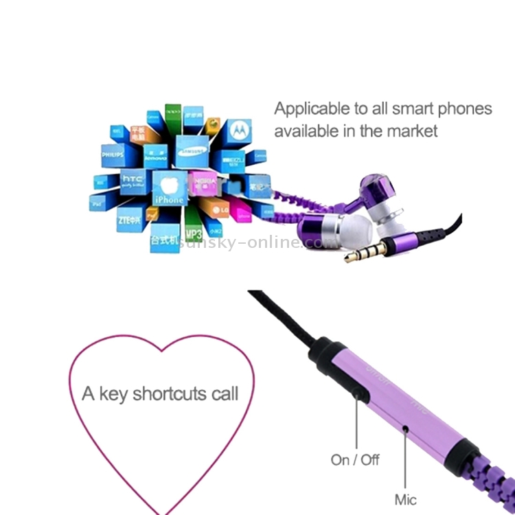 Stereo Bass Headset In Ear 3.5mm Jack Zipper Earphone with Mic, Length: 1.2m Stereo Bass Headset In Ear 3.5mm Jack Zipper Earphone with Mic, Length: 1.2m