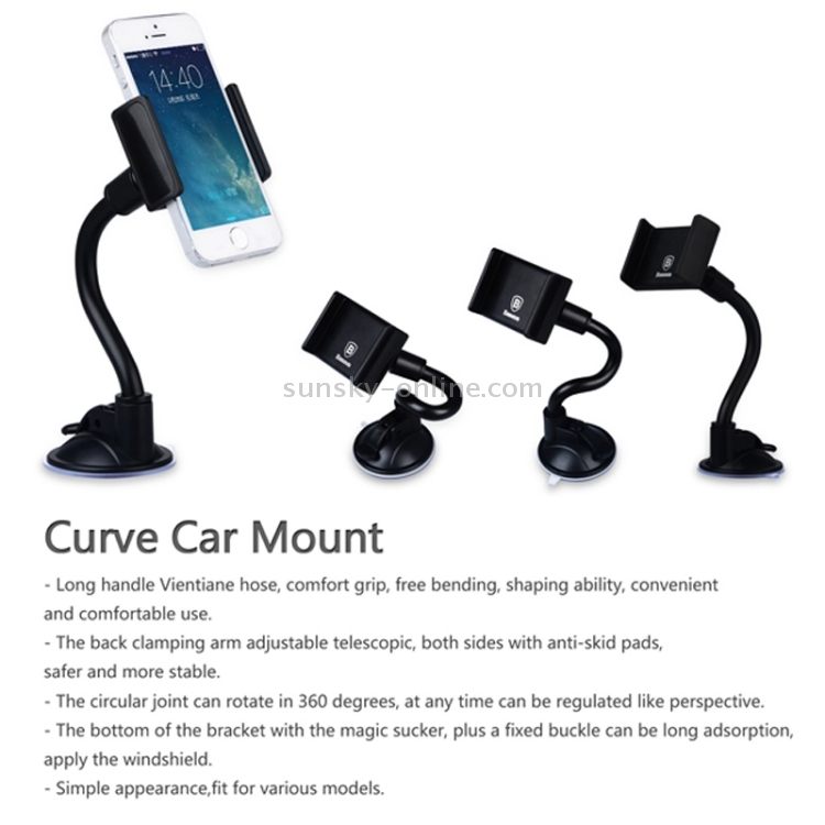 Baseus 360 Degree Rotation Suction Cup Windshield Curve Car Mount Holder, Width: 65-95mm Baseus 360 Degree Rotation Suction Cup Windshield Curve Car Mount Holder, Width: 65-95mm