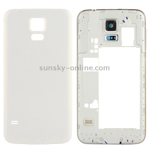 Para Galaxy S5 / G900 Placa intermedia LCD original (versión de tarjeta dual) con cable de botón y cubierta trasera, (blanco) - 2