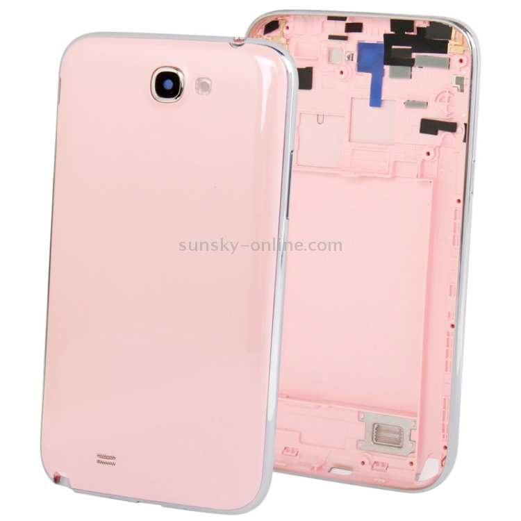 Para Galaxy Note II / N7100 Chasis de carcasa completa original con tapa trasera + botón de volumen (rosa) - 1