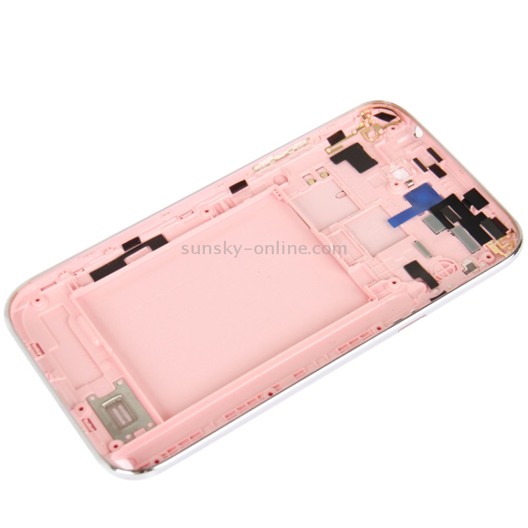 Para Galaxy Note II / N7100 Chasis de carcasa completa original con tapa trasera + botón de volumen (rosa) - 2