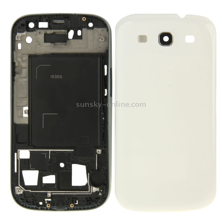 Para Galaxy SIII LTE / i9305 cubierta de placa frontal de carcasa completa (blanco) - 2