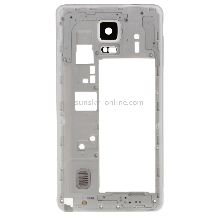 Para Galaxy Note 4/N910V cubierta de carcasa completa (carcasa frontal marco LCD placa biselada + marco medio bisel placa trasera carcasa Panel de lente de cámara + tapa trasera de batería) (blanco) - 3