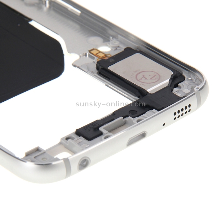 Para Galaxy S6 / G920F Panel de lente de cámara de carcasa de placa trasera con teclas laterales y zumbador de timbre de altavoz (blanco) - 5