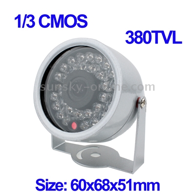 1/3 CMOS Color 380TVL 30 LED Mini cámara impermeable (plateado) - 1