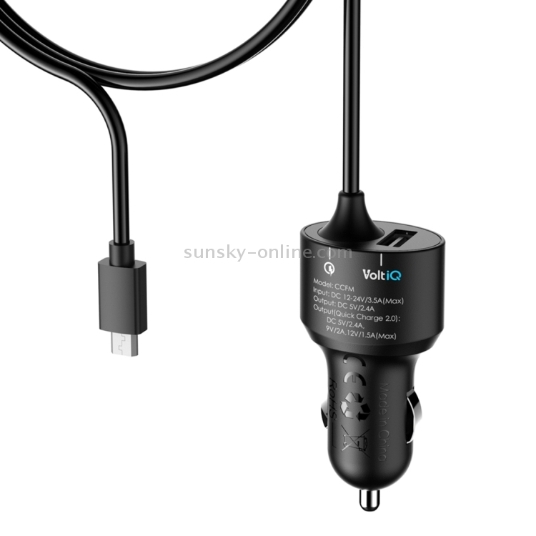 Tronsmart TS-CCFM 2.4A Max Micro USB Qualcomm Quick Charge 2.0 Smart Identification Car Charger for Tablets / Phones Tronsmart TS-CCFM 2.4A Max Micro USB Qualcomm Quick Charge 2.0 Smart Identification Car Charger for Tablets / Phones