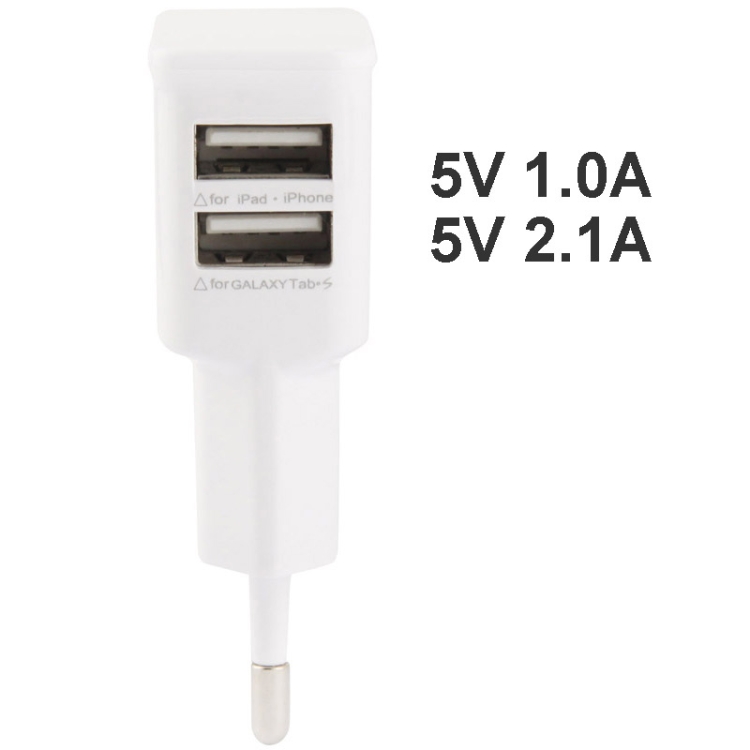 Full 2.1A Jointless Dual USB Travel Charge Adapter with USB Cable, EU Plug(White) Full 2.1A Jointless Dual USB Travel Charge Adapter with USB Cable, EU Plug(White)