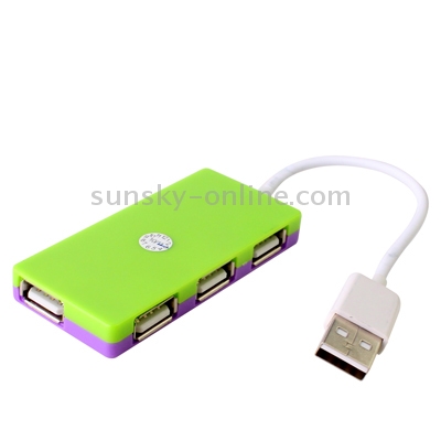HUB USB 2.0 de 4 puertos, Plug and Play, verde - 1