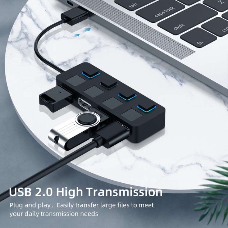Hub USB 2.0 Blanc 4 Ports Avec LED Et Interrupteurs - Neuf Dans Son Emballage D'origine