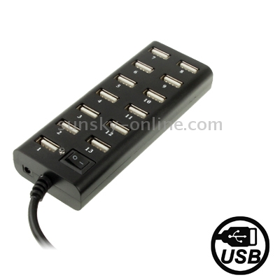 HUB USB 2.0 de alta velocidad de 13 puertos con interruptor (negro) - 1